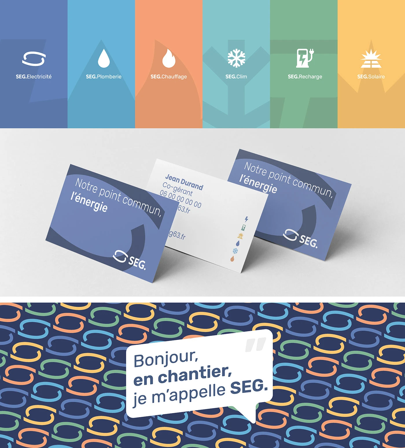 SEG, déclinaisons du signe et des pictogrammes sur les cartes de visite