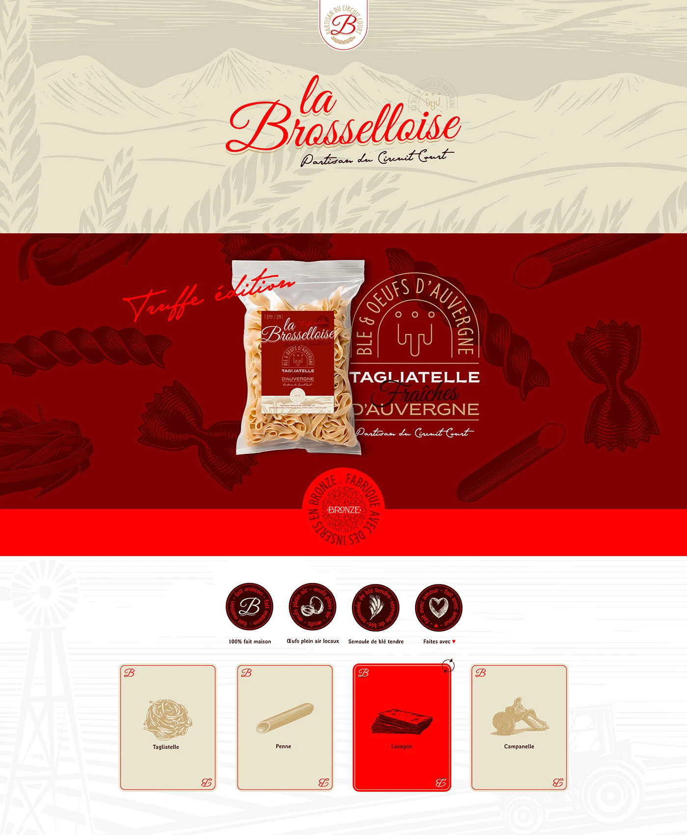 La Brosselloise, logo rouge et emballage présentés par notre agence de création de logo Comm360