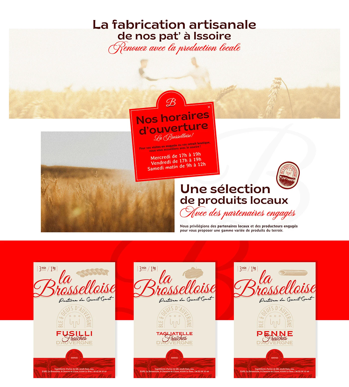 La Brosselloise, références de pâtes et composition des étiquettes