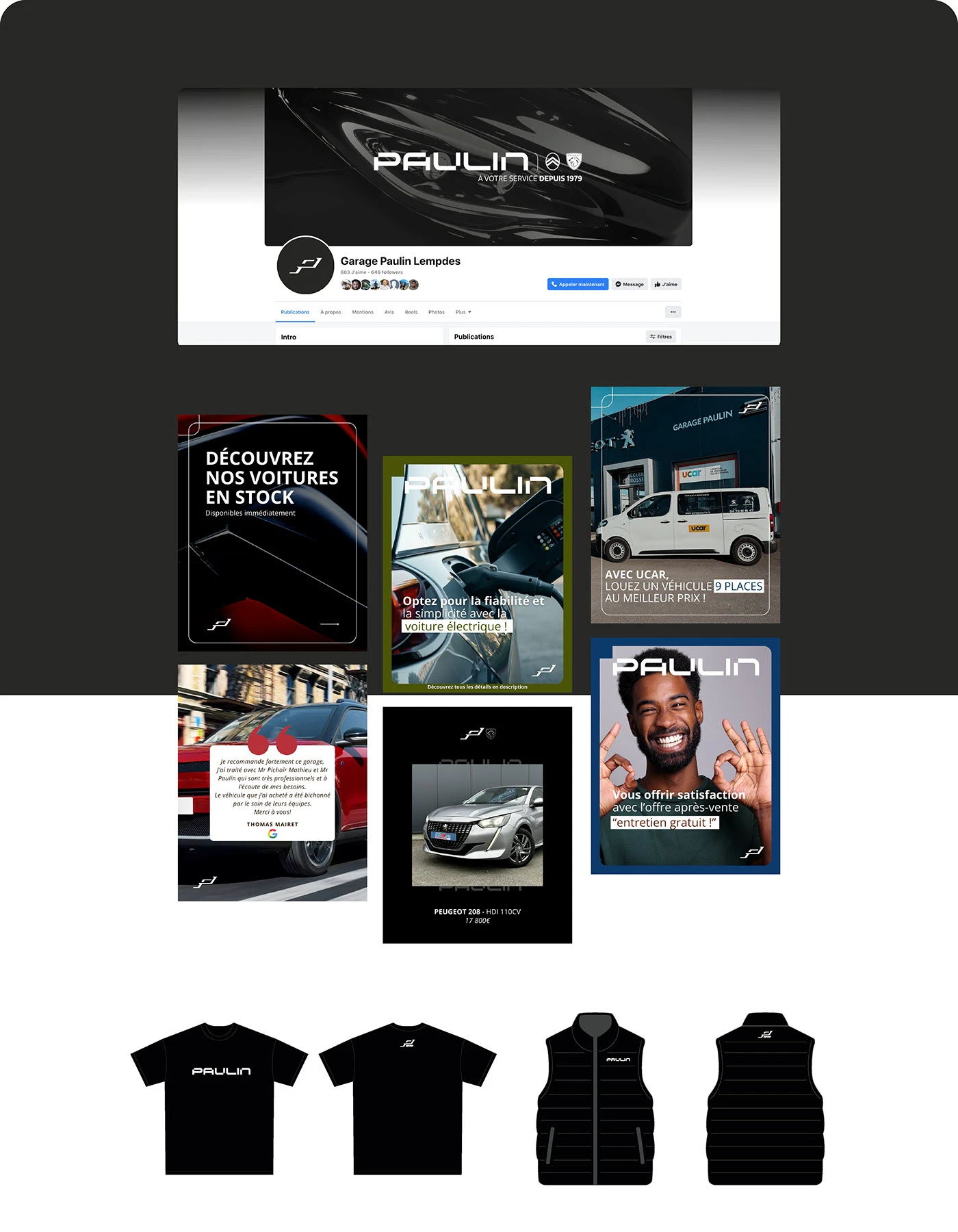 Garage Paulin, couverture Facebook et formats de présentation des services
